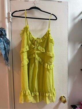 Forever 21 Lime Yellow Ruffle Mini Dress